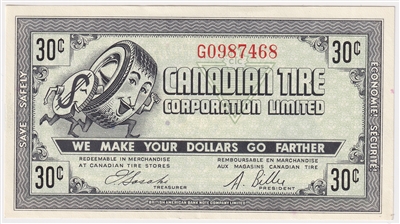 G7-F-G3 Bold 30 1972 Canadian Tire Coupon 30 Cents Uncirculated