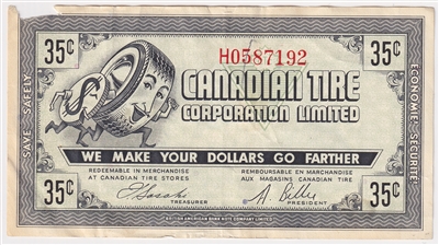 G7-G-H 1972 Canadian Tire Coupon 35 Cents VF-EF (Ink and Missing Corner)