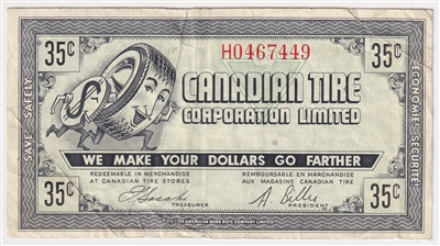 G7-G-H 1972 Canadian Tire Coupon 35 Cents Very Fine (Tear)