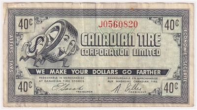 G7-H-J 1972 Canadian Tire Coupon 40 Cents Very Fine (Holes)