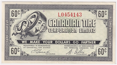 G7-K-L 1972 Canadian Tire Coupon 60 Cents Almost Uncirculated