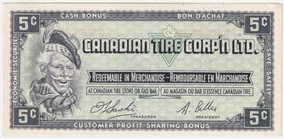 S1-B-B 1961 Canadian Tire Coupon 5 Cents Uncirculated