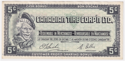 S1-B-B 1961 Canadian Tire Coupon 5 Cents Extra Fine