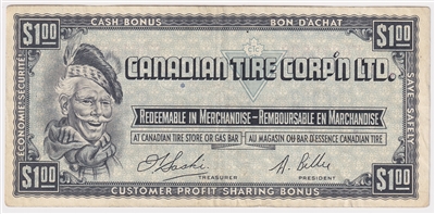 S1-F-F 1961 Canadian Tire Coupon $1.00 VF-EF