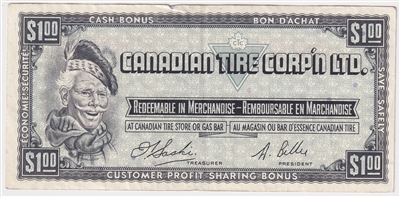 S1-F-F 1961 Canadian Tire Coupon $1.00 Very Fine