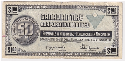 S3-F-W 1972 Canadian Tire Coupon $1.00 VG-F