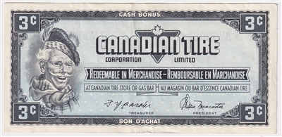 S4-Aa-*AN Replacement 1974 Canadian Tire Coupon 3 Cents Extra Fine (Tears)