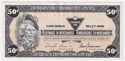 S13-Ea-*0 Replacement 1991 Canadian Tire Coupon 50 Cents VF-EF