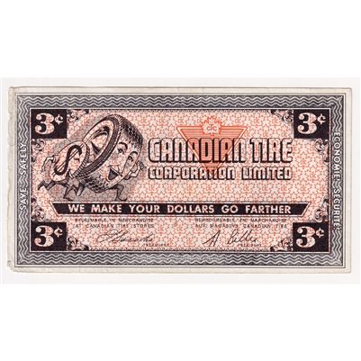 G2-C1 1962 Canadian Tire Coupon 3 Cents VF-EF