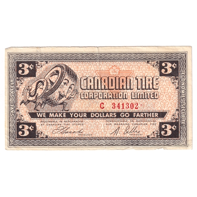 G2-C-C2 No Mor Power 1962 Canadian Tire Coupon 3 Cents Fine