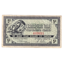 G5-A-A 1964 Canadian Tire Coupon 5 Cents Very Fine