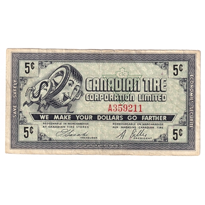 G5-A-A 1964 Canadian Tire Coupon 5 Cents Very Fine