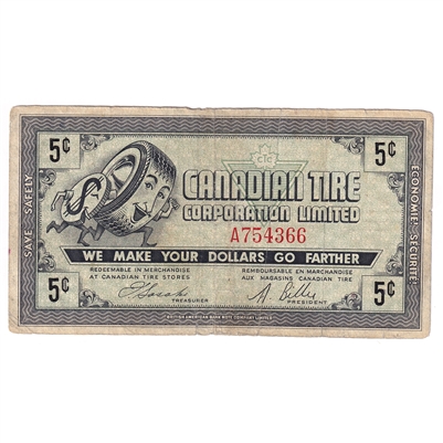 G5-A-A 1964 Canadian Tire Coupon 5 Cents Fine