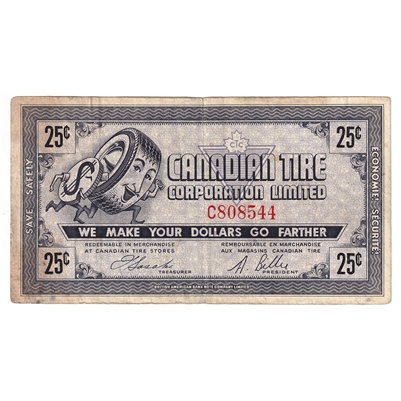 G5-C-C 1964 Canadian Tire Coupon 25 Cents Very Fine (Stain)