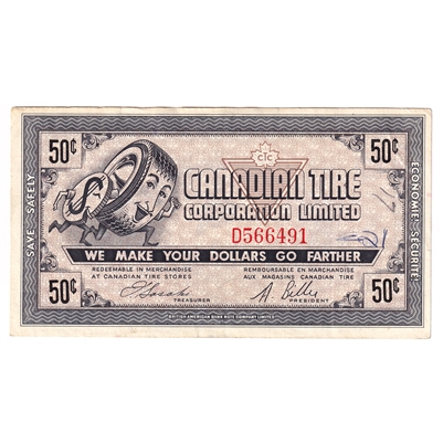 G5-D-D 1964 Canadian Tire Coupon 50 Cents Extra Fine (Ink)