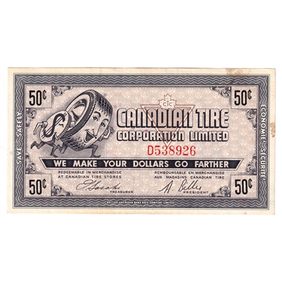 G5-D-D 1964 Canadian Tire Coupon 50 Cents VF-EF (Stain)