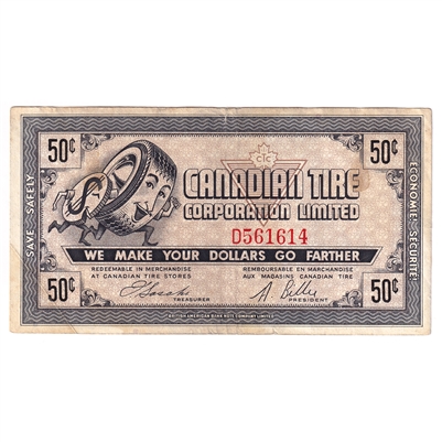 G5-D-D 1964 Canadian Tire Coupon 50 Cents Very Fine (Stain)