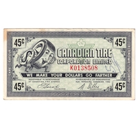 G6-I-K 1968 Canadian Tire Coupon 45 Cents Extra Fine (Ink Tear Stain)