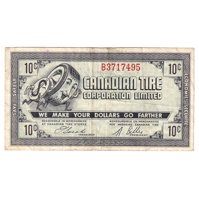 G7-B-B2 Narrow Font 1972 Canadian Tire Coupon 10 Cents Very Fine