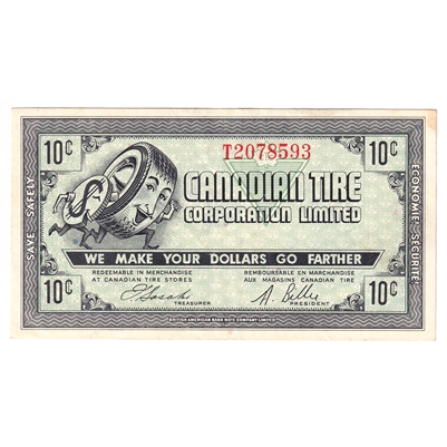 G7-B-T1 Large Serifs 1972 Canadian Tire Coupon 10 Cents Almost Uncirculated