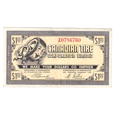 G8-E-Z2 Small Serifs 1978 Canadian Tire Coupon $1.00 VF-EF