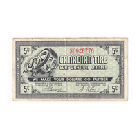 G7-A-S1a Large Serifs 1972 Canadian Tire Coupon 5 Cents VF-EF