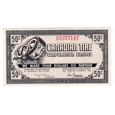 G9-D-U 1985 Canadian Tire Coupon 50 Cents Almost Uncirculated