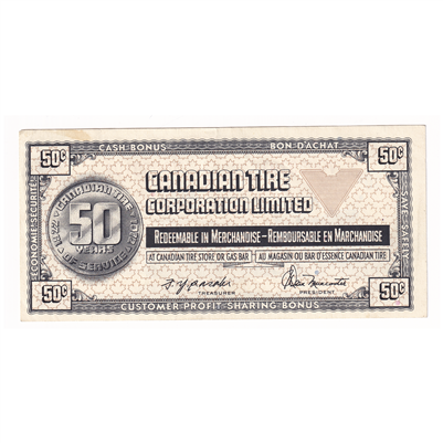 S2-E-V 1972 Canadian Tire Coupon 50 Cents Almost Uncirculated