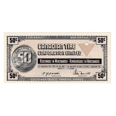 S3-E-V 1972 Canadian Tire Coupon 50 Cents Uncirculated