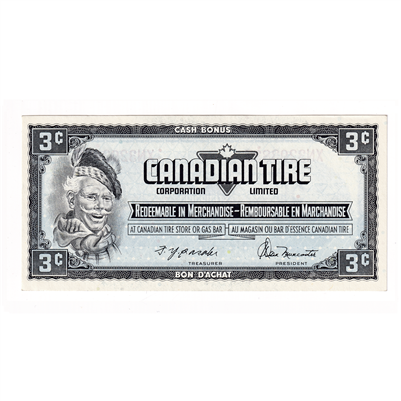 S4-A-XN 1974 Canadian Tire Coupon 3 Cents Uncirculated