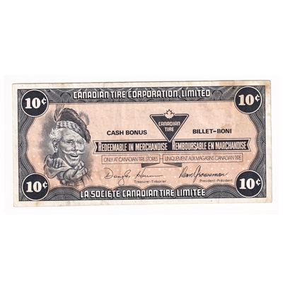 S13-Ca-*0 Replacement 1991 Canadian Tire Coupon 10 Cents Very Fine (Stained)