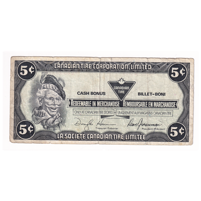 S13-Ba-*0 Replacement 1991 Canadian Tire Coupon 5 Cents F-VF