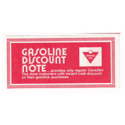 GDN-04 X Canadian Tire Gas Discount Note Almost Uncirculated