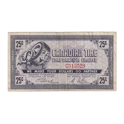G5-C-C 1964 Canadian Tire Coupon 25 Cents F-VF