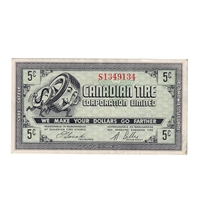 G7-A-S2b Inverted Serifs 1972 Canadian Tire Coupon 5 Cents Almost Uncirculated