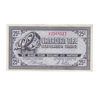 G8-C-V1 Plain V 1978 Canadian Tire Coupon 25 Cents Almost Uncirculated