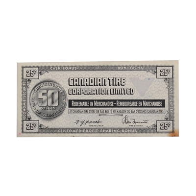 S2-D-U 1972 Canadian Tire Coupon 25 Cents VF-EF (Stain)