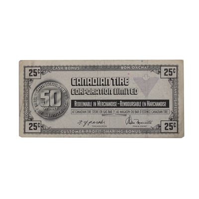 S3-D-U 1972 Canadian Tire Coupon 25 Cents F-VF