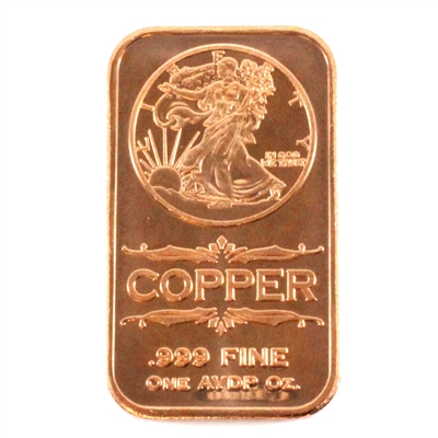 Walking Liberty 1oz. .999 Fine Copper Bar