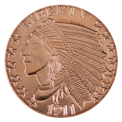 1911 Incuse Indian 1oz. .999 Fine Copper