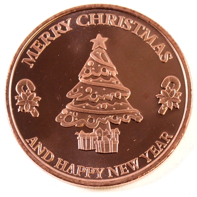 Merry Christmas & Happy New Year (Christmas Tree) 1oz. .999 Fine Copper