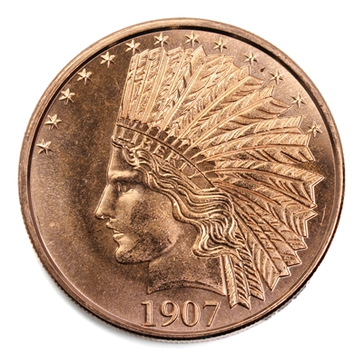 1907 Indian Head with Stars 1oz. .999 Fine Copper