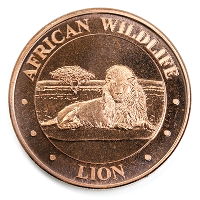 African Wildlife: Lion 1oz. .999 Fine Copper