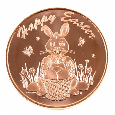 Happy Easter Bunny 1oz. .999 Fine Copper