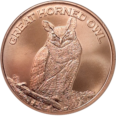 Great Horned Owl 1oz. .999 Fine Copper