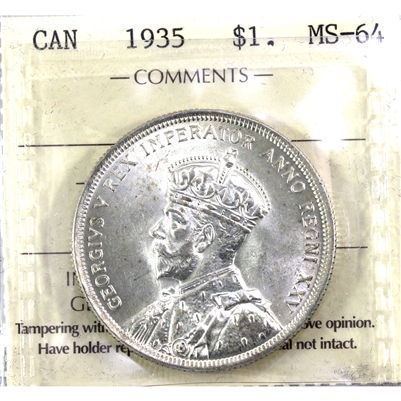 1935 Canada Dollar ICCS Certified MS-64