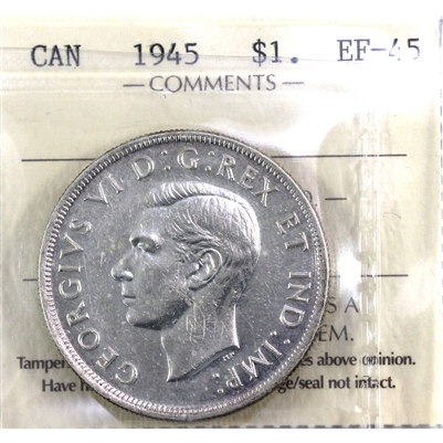 1945 Canada Dollar ICCS Certified EF-45