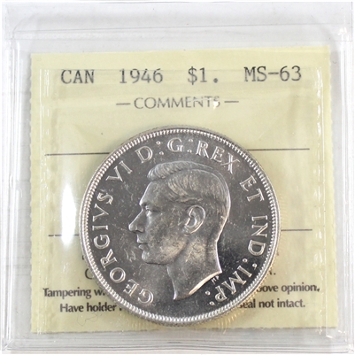 1946 Canada Dollar ICCS Certified MS-63