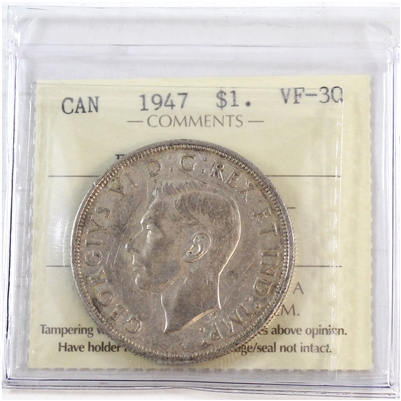 1947 Pointed 7 Canada Dollar ICCS Certified VF-30
