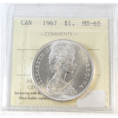 1967 Canada Dollar ICCS Certified MS-65